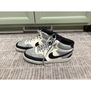 Nike Womens Court Vision Mid Top Sneakers Leather DN3577-002 Gray Black Size 8